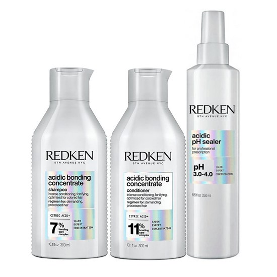 Redken Acidic Bonding Concentrate Shampoo + Condicionador 300ml + pH Sealer 250ml