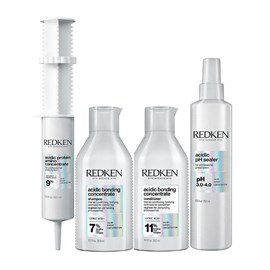 Redken Acidic Bonding Concentrate Shampoo + Condicionador 300ml + pH Sealer 250ml + Protein Amino 100ml