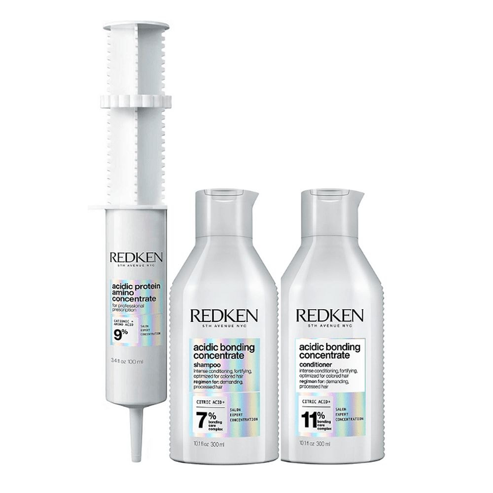 Redken Acidic Bonding Concentrate Shampoo + Condicionador 300ml + Protein Amino Concentrate 100ml