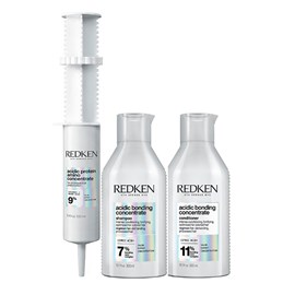 Redken Acidic Bonding Concentrate Shampoo + Condicionador 300ml + Protein Amino Concentrate 100ml