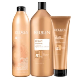 Redken All Soft Shampoo 500ml + Condicionador 1L + Máscara 250ml