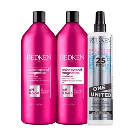 Redken Color Extend Magnetics Shampoo + Condicionador 1L + Redken One United 25 Benefits Leave-in 40