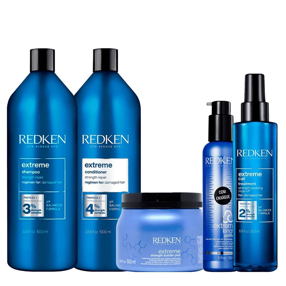 Redken Extreme Kit Duo Grande + Reconstrutor Primer 150ml + Máscara 500ml + Leave in 250ml