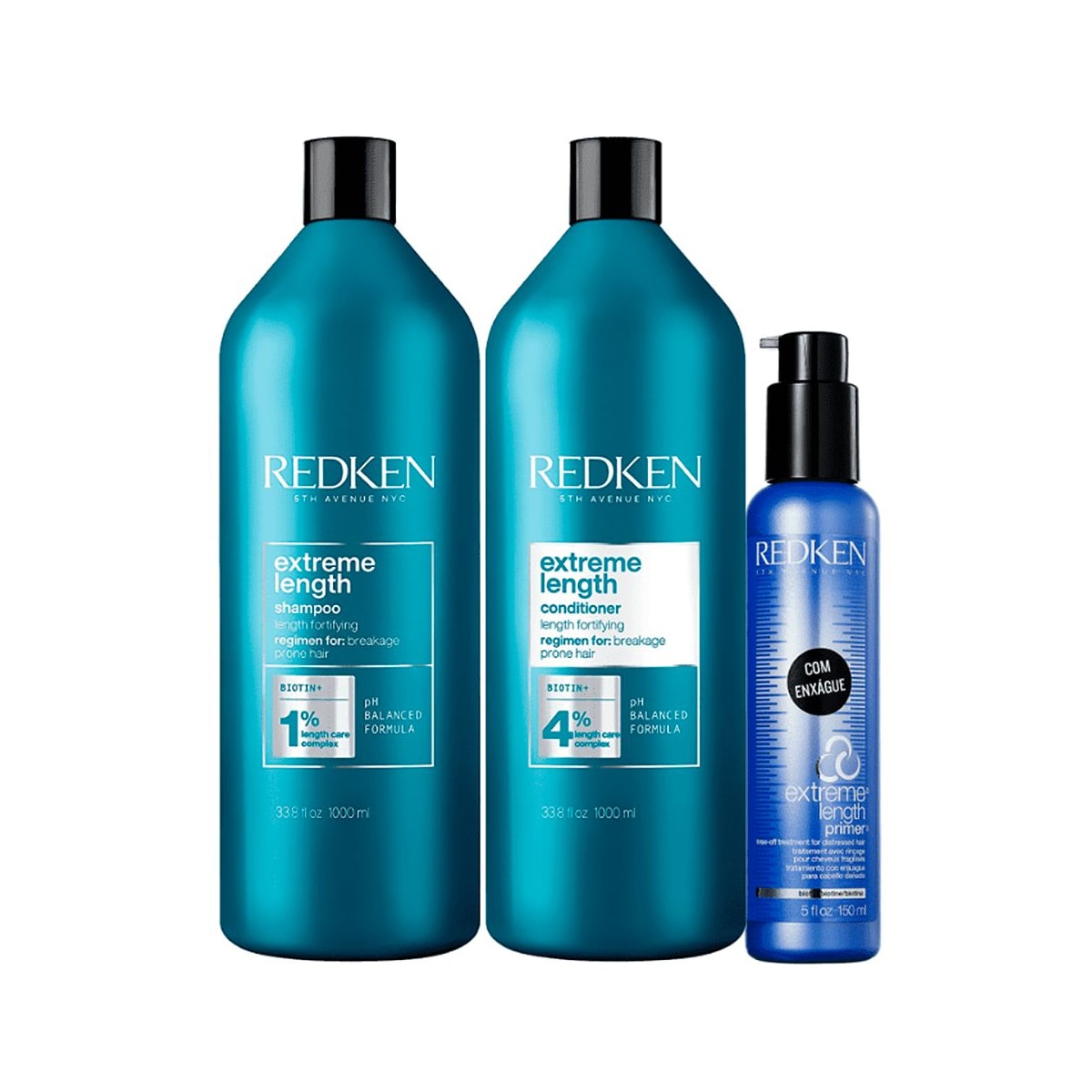 Redken Extreme Length Salon Shampoo + Condicionador 1L + Reconstrutor Primer 150ml Redken Extreme Length Salon Shampoo + Condicionador 1L + Reconstrutor Primer 150ml
