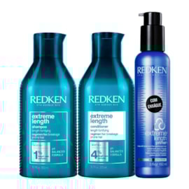 Redken Extreme Length Salon Shampoo + Condicionador 300ml + Reconstrutor Primer 150ml Redken Extreme Length Salon Shampoo + Condicionador 300ml + Reconstrutor Primer 150ml