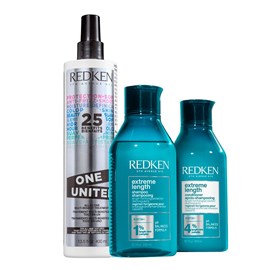Redken Extreme Length Salon Shampoo + Condicionador 300ml + Redken One United 25 Benefits Leave-in 400ml