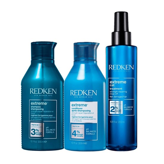 Redken Extreme Shampoo 300ml + Condicionador 250ml + Extreme Anti-Snap Leave-in 250ml