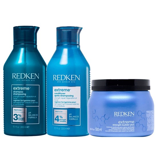 Redken Extreme Shampoo 300ml + Condicionador 250ml + Máscara Capilar 500ml