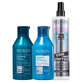 Redken Extreme Shampoo 300ml + Condicionador 250ml + Redken One United 25 Benefits Leave-in 400ml