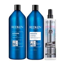 Redken Extreme Shampoo + Condicionador 1L + Redken One United 25 Benefits Leave-in 400ml Redken Extreme Shampoo + Condicionador 1L + Redken One United 25 Benefits Leave-in 400ml