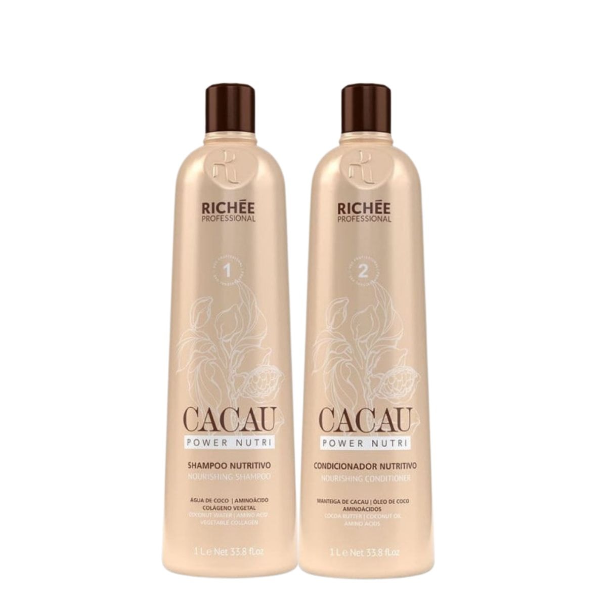 Richée Cacau Power Nutri Kit Shampoo e Condicionador 1L Richée Cacau Power Nutri Kit Shampoo e Condicionador 1L