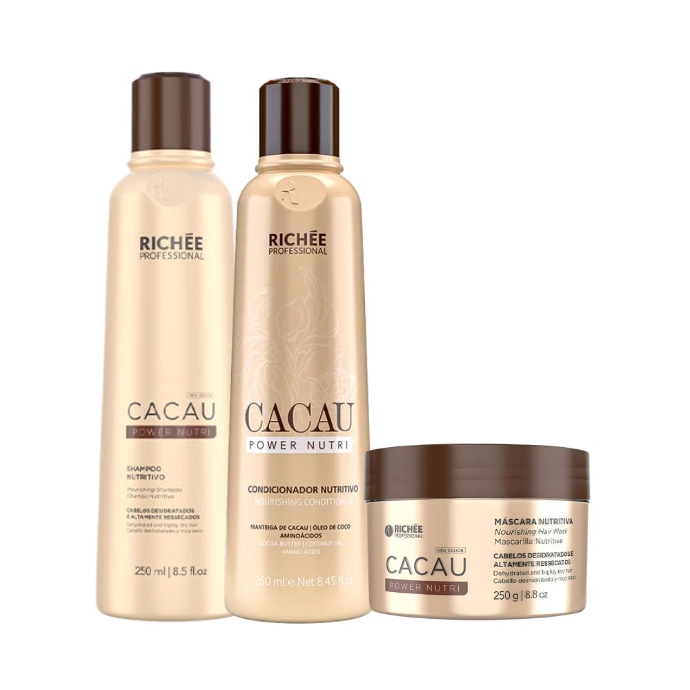 Richée Cacau Power Nutri Shampoo 250ml + Condicionador 250ml + Máscara 250g