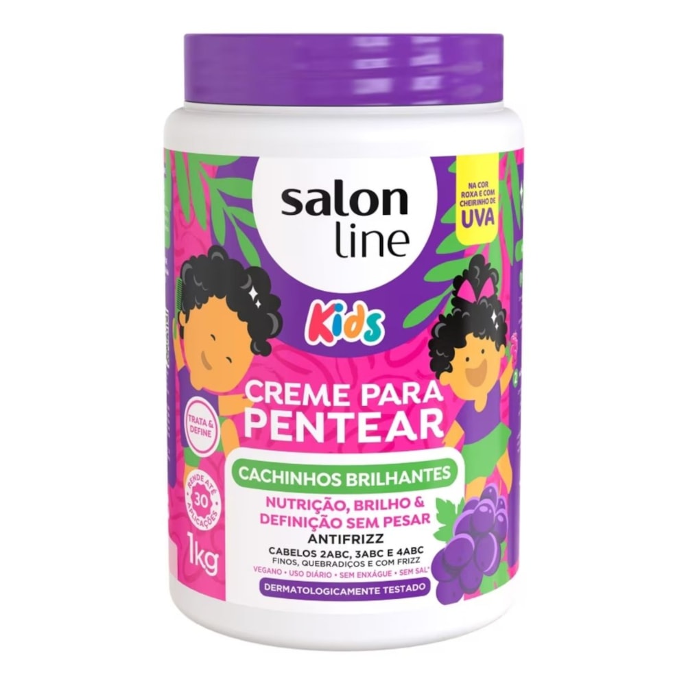 Salon Line Cachinhos Brilhantes Kids Creme Para Pentear 1kg