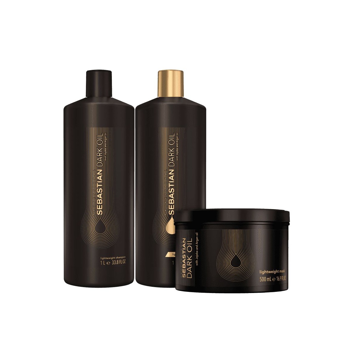 Sebastian Professional Dark Oil Shampoo + Condicionador 1L + Máscara 500ml Sebastian Professional Dark Oil Shampoo + Condicionador 1L + Máscara 500ml