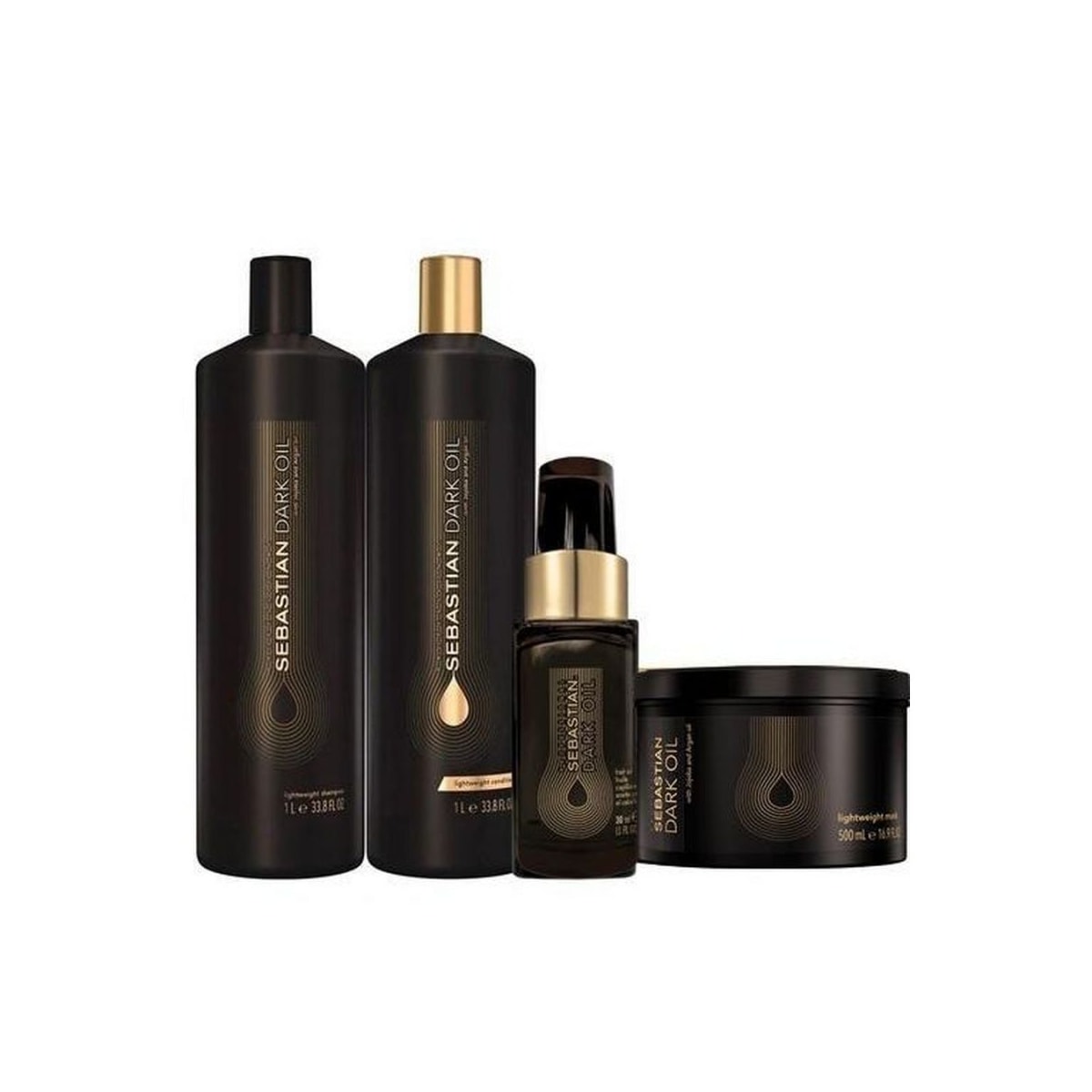 Sebastian Professional Dark Oil Shampoo + Condicionador 1L + Máscara 500ml + Óleo 30ml Sebastian Professional Dark Oil Shampoo + Condicionador 1L + Máscara 500ml + Óleo 30ml
