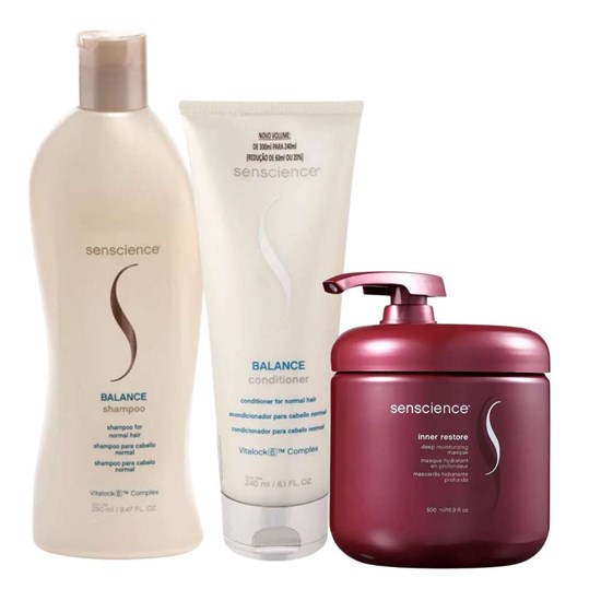 Senscience Balance Shampoo 280ml + Condicionador 240ml + Inner Hidratação 500ml