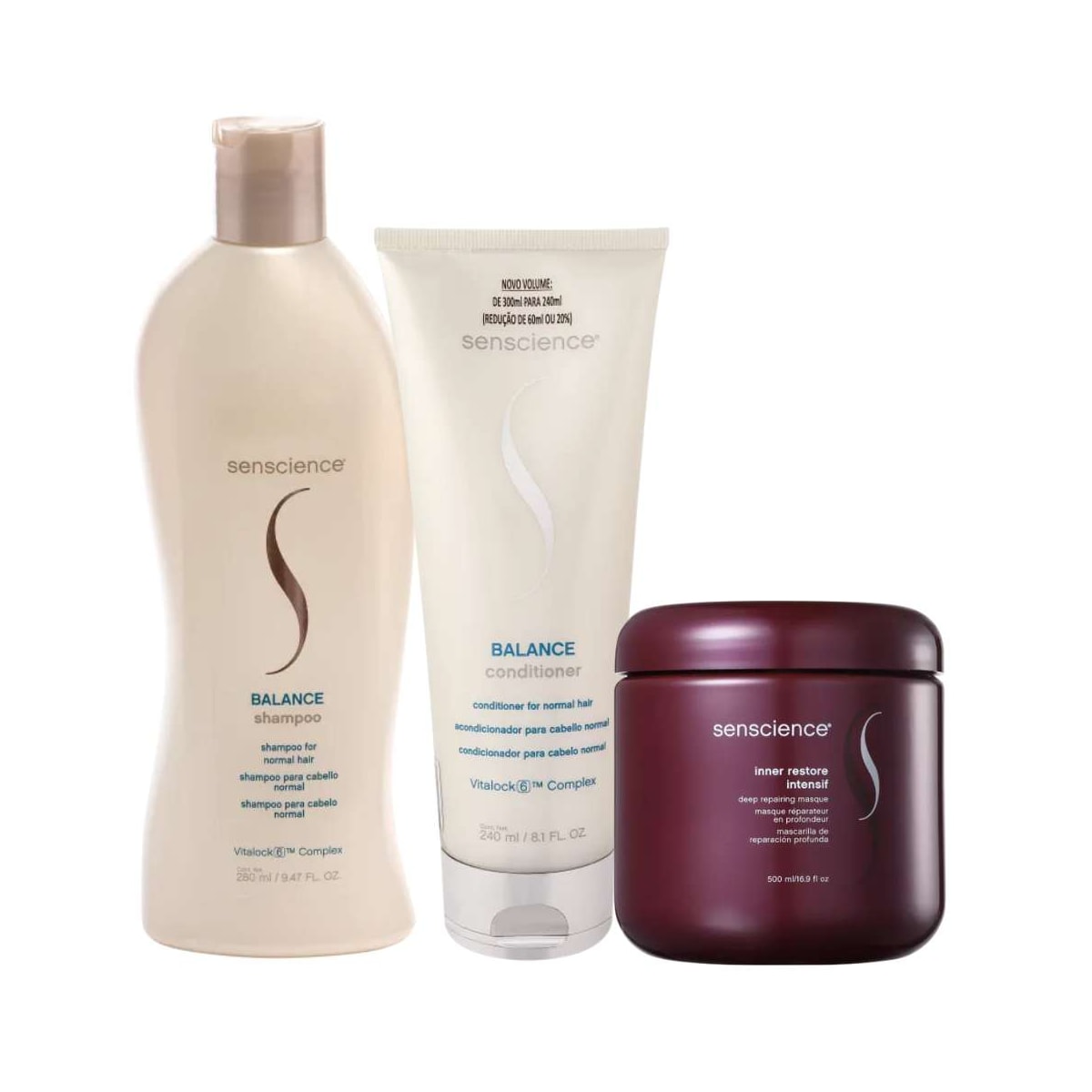 Senscience Balance Shampoo 280ml + Condicionador 240ml + Inner Restore Intensif 500ml Senscience Balance Shampoo 280ml + Condicionador 240ml + Inner Restore Intensif 500ml