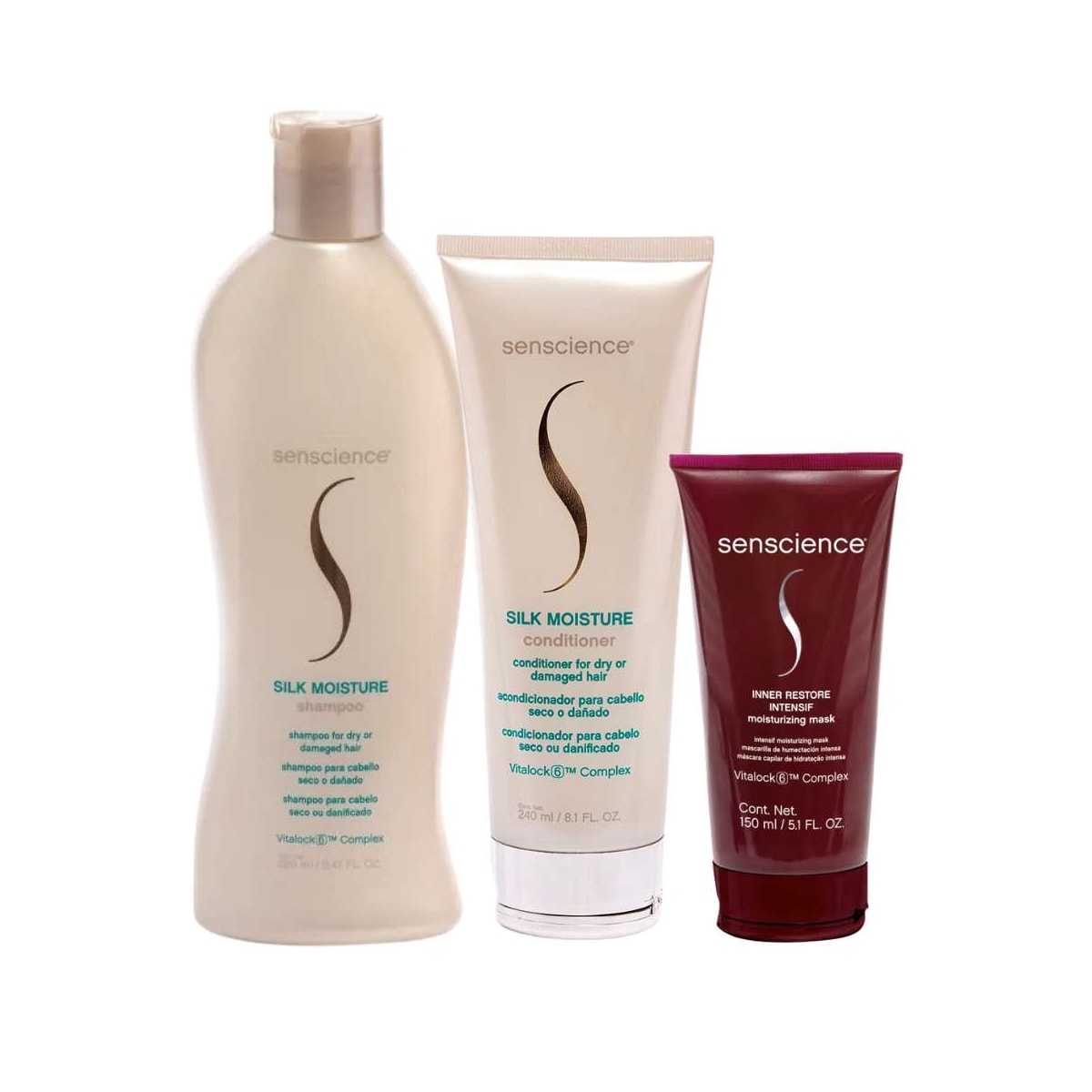 Senscience Silk Moisture Shampoo 280ml + Condicionador 240ml + Inner Intensif 150ml Senscience Silk Moisture Shampoo 280ml + Condicionador 240ml + Inner Intensif 150ml