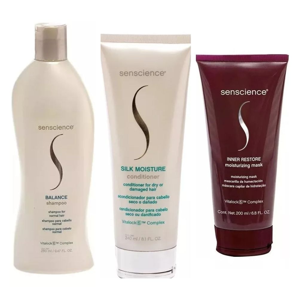 Senscience Silk Moisture Shampoo 280ml + Condicionador 240ml  + Inner Restore 200ml