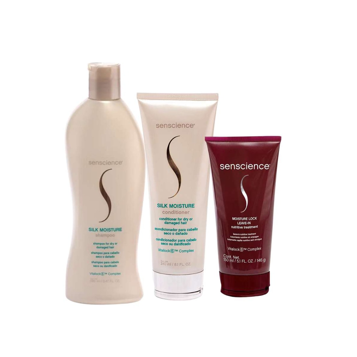 Senscience Silk Moisture Shampoo 280ml + Condicionador 240ml + Moisture Lock 150ml Senscience Silk Moisture Shampoo 280ml + Condicionador 240ml + Moisture Lock 150ml