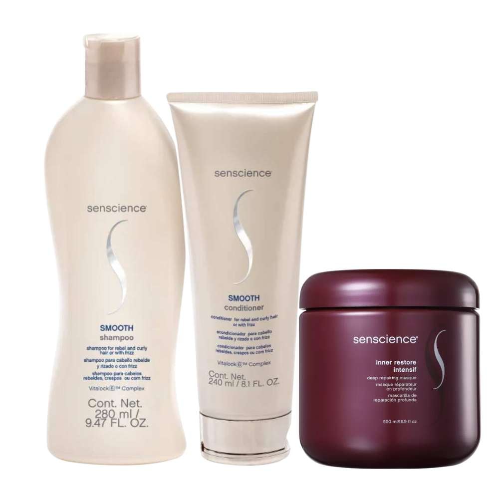 Senscience Smooth Shampoo 280ml + Condicionador 240ml + Inner Intensif 500ml