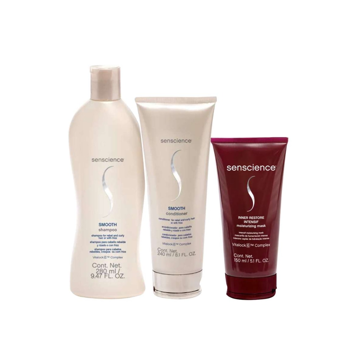 Senscience Smooth Shampoo + Condicionador 300ml + Inner Restore Intensif 150ml