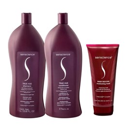 Senscience True Hue Shampoo + Condicionador 1L + Máscara Inner Restore 200ml