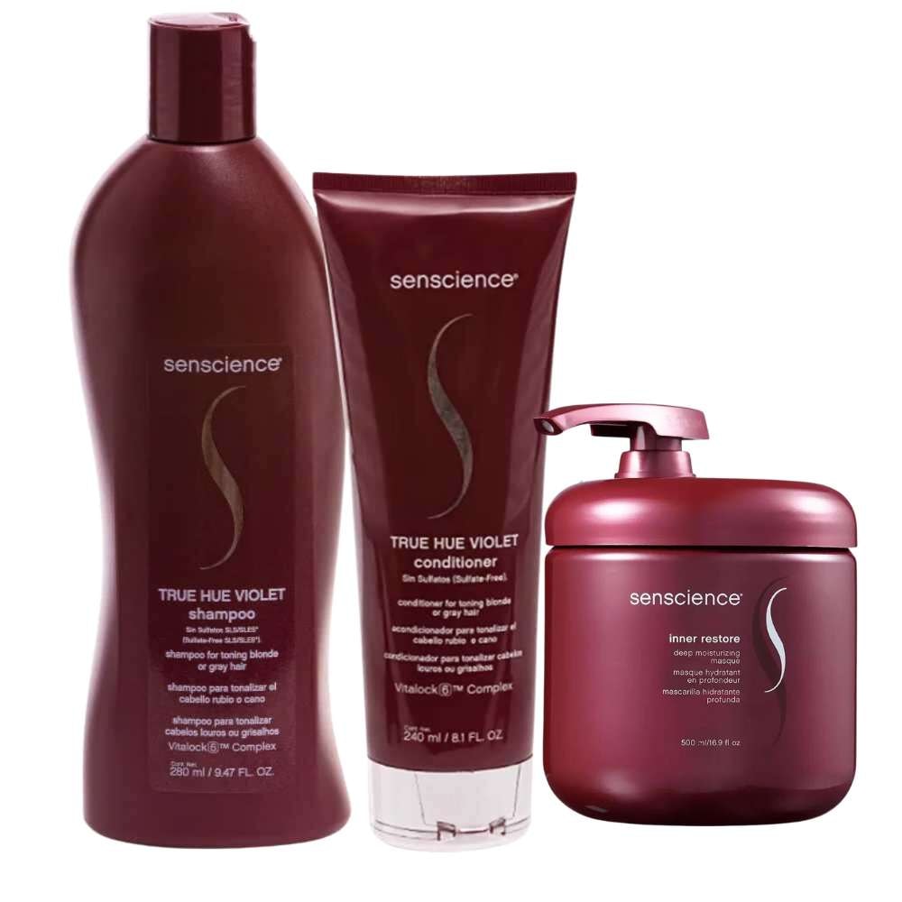 Senscience True Hue Violet Shampoo 280ml + Condicionador 240ml + Inner Hidratação 500ml