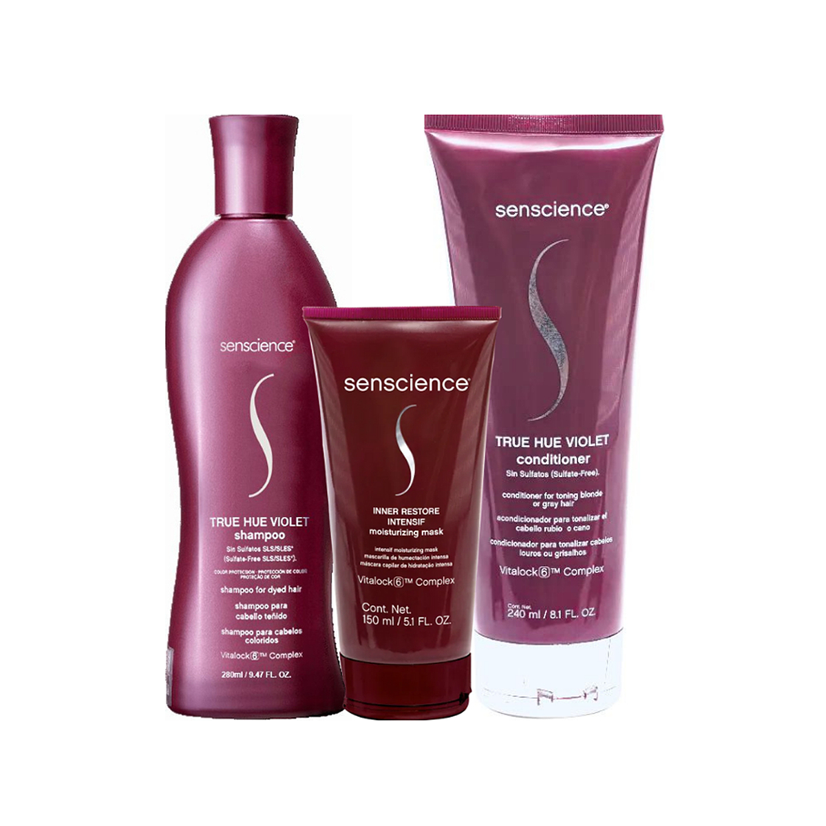 Senscience True Hue Violet Shampoo 280ml + Condicionador 240ml + Inner Restore Intensif 150ml Senscience True Hue Violet Shampoo 280ml + Condicionador 240ml + Inner Restore Intensif 150ml