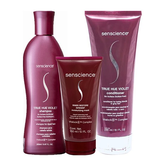Senscience True Hue Violet Shampoo 280ml + Condicionador 240ml + Inner Restore Intensif 150ml