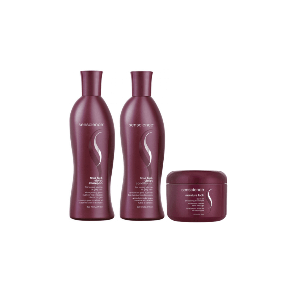 Senscience True Hue Violet Shampoo 280ml + Condicionador 240ml + Moisture Lock 150ml