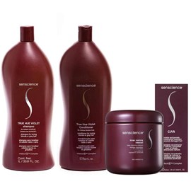 Senscience True Hue Violet Shampoo + Condicionador 1 L + Inner Restore Intensif 500ml + C.P.R 25ml