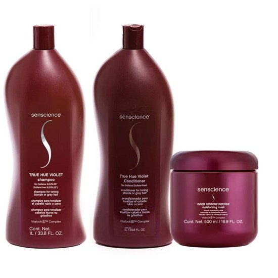 Senscience True Hue Violet Shampoo + Condicionador 1L + Inner Hidratação 500ml