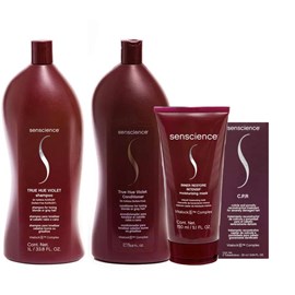 Senscience True Hue Violet Shampoo + Condicionador 1L + Inner Restore Intensif 150ml + C.P.R 25ml