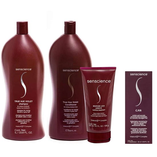 Senscience True Hue Violet Shampoo + Condicionador 1L + Moisture Lock + C.P.R 25ml