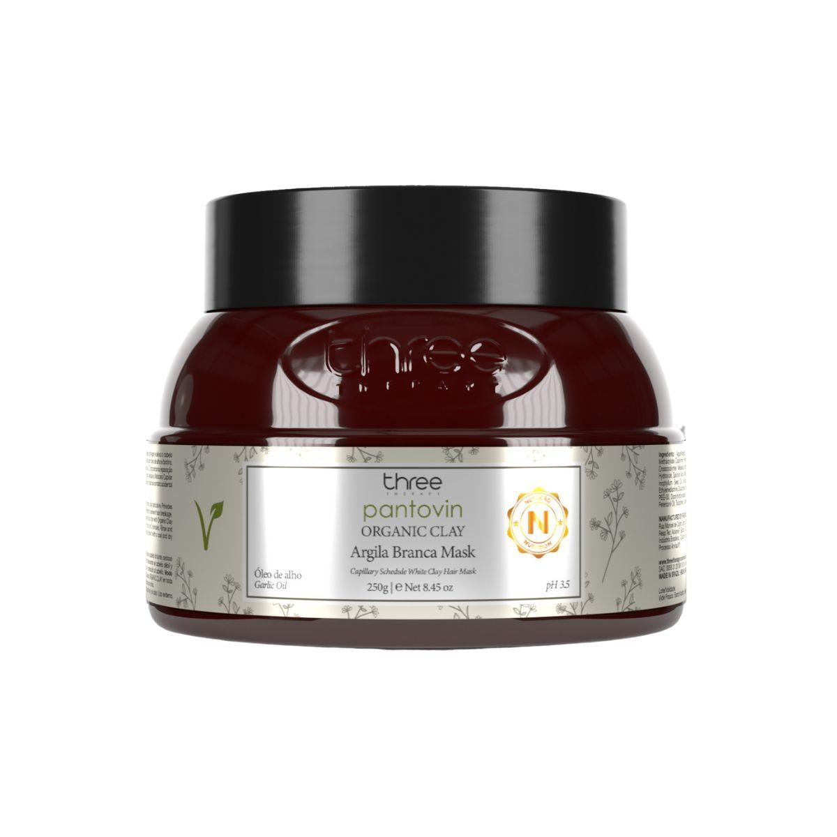Three Therapy Organic Clay Argila Branca Máscara 250g
