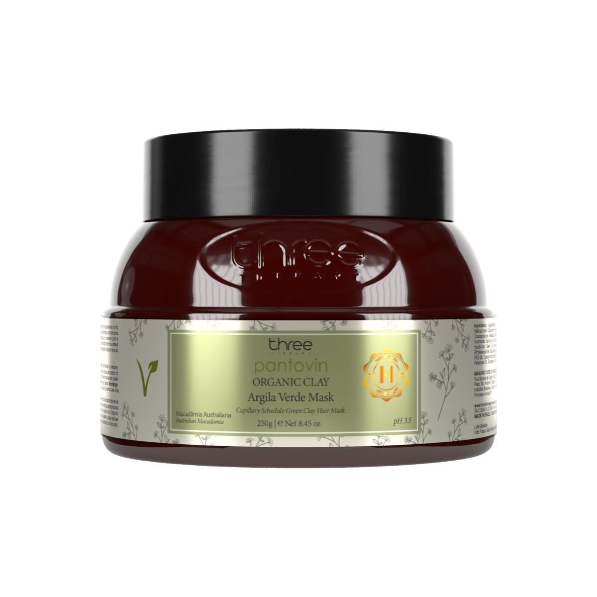 Three Therapy Organic Clay Argila Verde Máscara 250g Three Therapy Organic Clay Argila Verde Máscara 250g