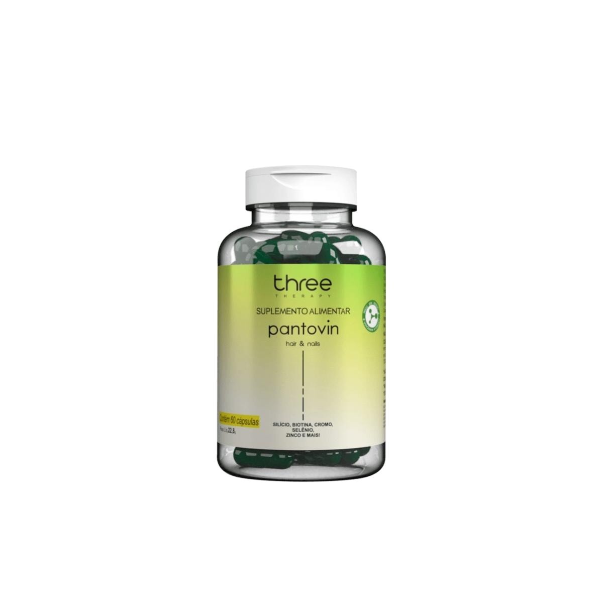 Three Therapy Pantovin Nutricosmético Cabelo e Unha 60 Caps