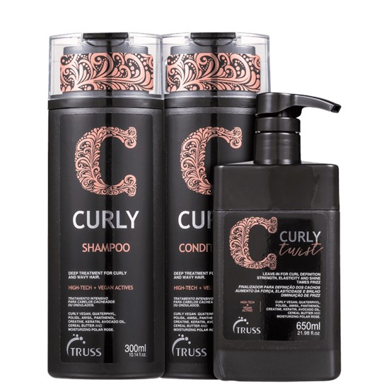 Truss Curly Shampoo 300ml + Condicionador 300ml + Leave-in 650ml