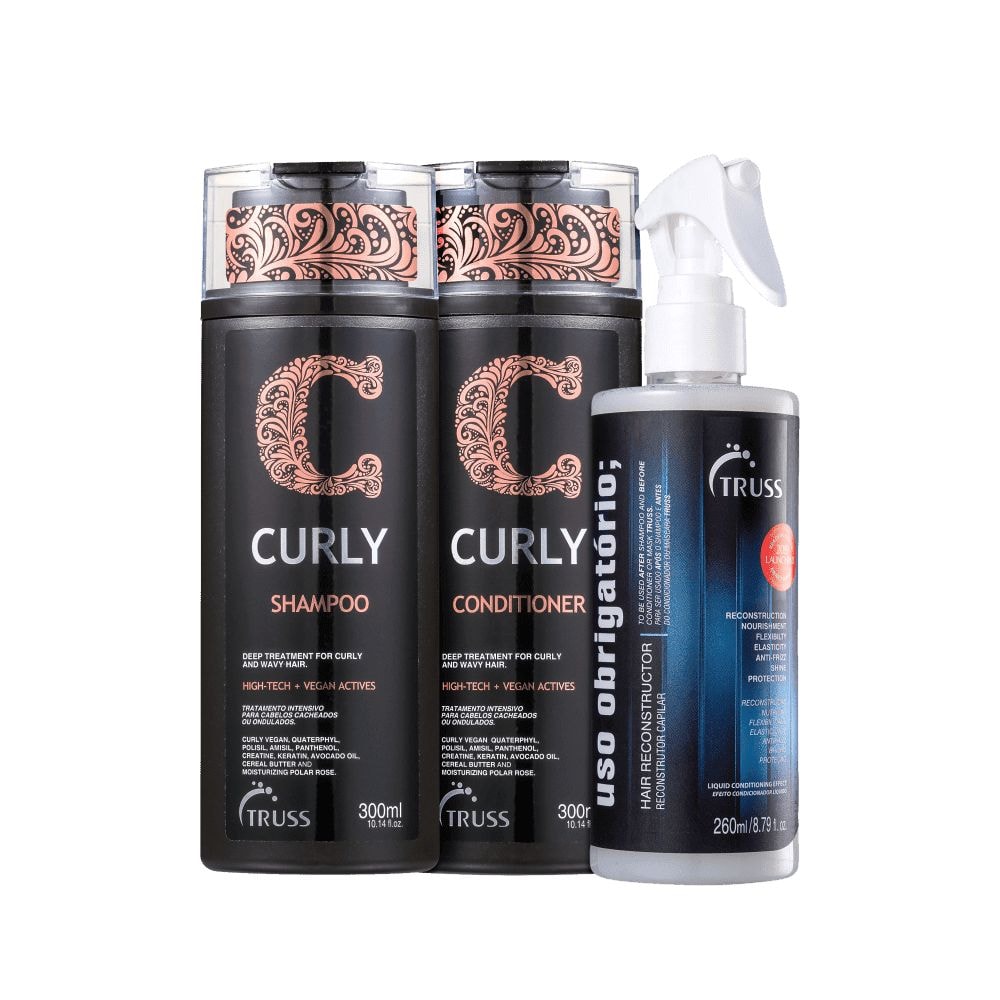 Truss Curly Shampoo 300ml + Condicionador 300ml + Uso Obrigatório 260ml