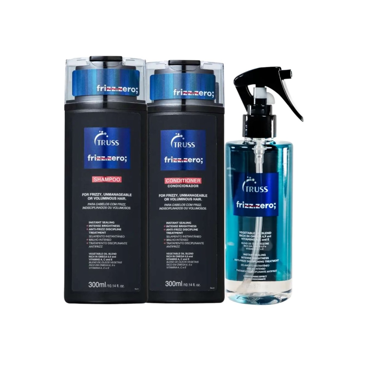 Truss Frizz Zero Shampoo 300ml + Condicionador 300ml + Leave-in 260ml Truss Frizz Zero Shampoo 300ml + Condicionador 300ml + Leave-in 260ml