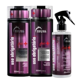 Truss Uso Obrigatório Plus+ Shampoo + Condicionador 300ml + Leave-in 260ml Truss Uso Obrigatório Plus+ Shampoo + Condicionador 300ml + Leave-in 260ml