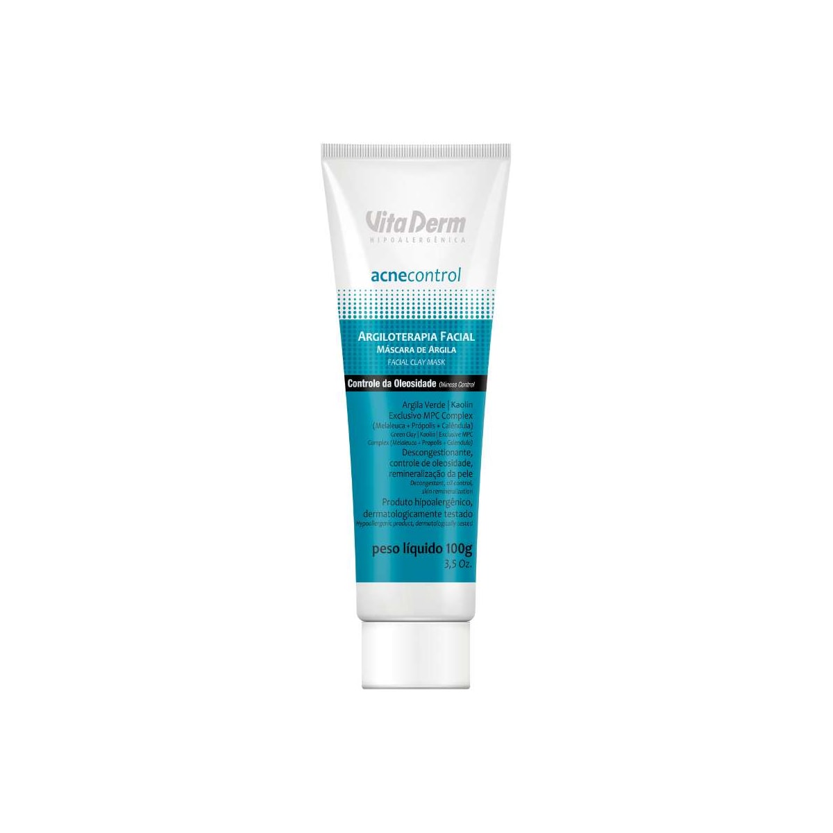 Vita Derm Acne Control Argiloterapia Máscara Facial 100g Vita Derm Acne Control Argiloterapia Máscara Facial 100g