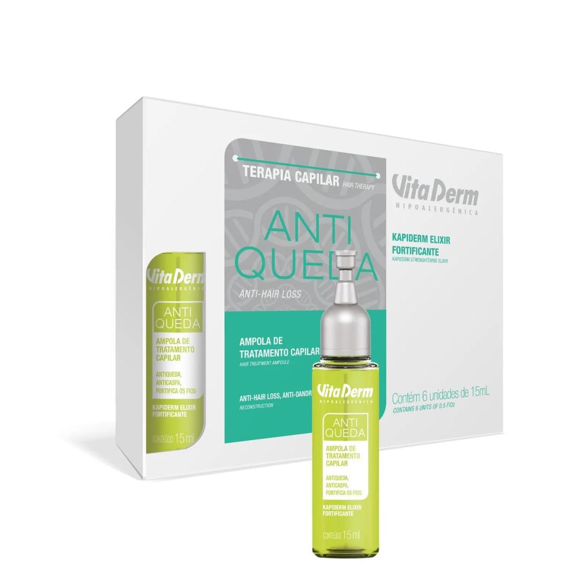 Vita Derm Kapiderm Elixir Fortificante Tratamento Ampola Capilar 6x15ml Vita Derm Kapiderm Elixir Fortificante Tratamento Ampola Capilar 6x15ml