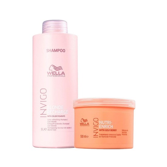 Wella Nutri-Enrich Máscara 500ml + Shampoo Blonde Recharge 1000ml