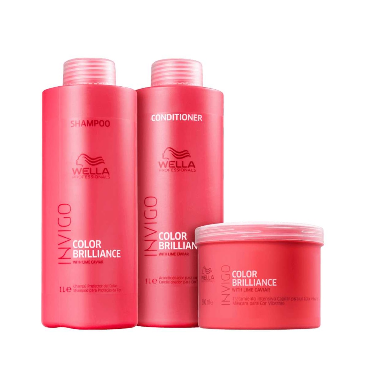 Wella Professionals Invigo Color Brilliance Salon Shampoo + Condicionador 1L + Máscara 500ml
