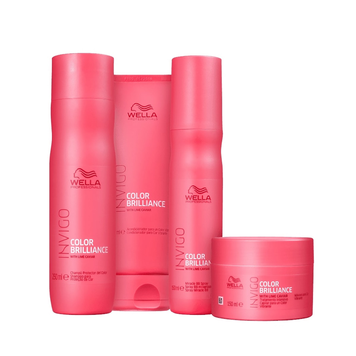 Wella Professionals Invigo Color Brilliance Shampoo 250ml + Condicionador 200ml + Máscara 150ml + Leave-in 150ml