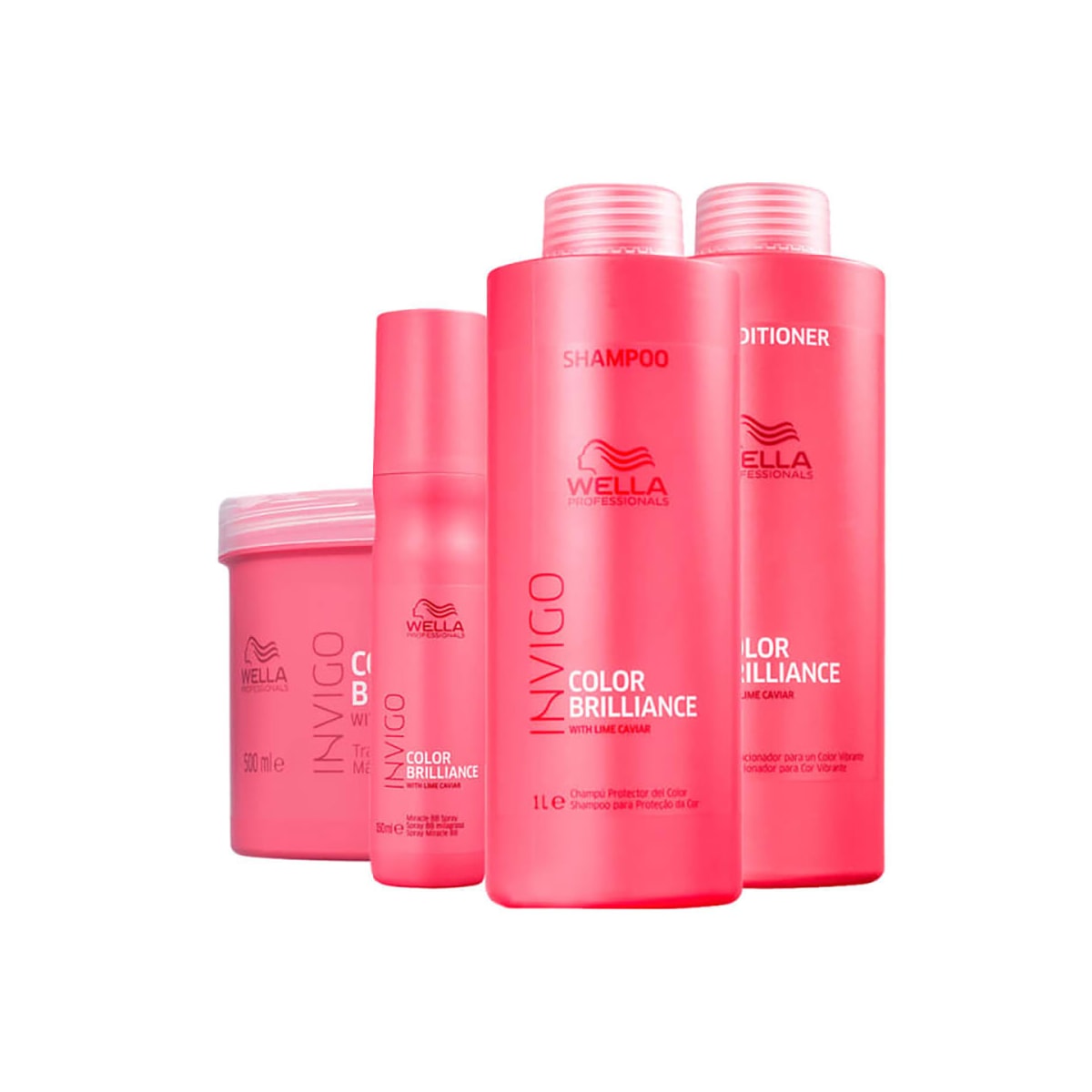 Wella Professionals Invigo Color Brilliance Shampoo + Condicionador 1L + Máscara 500ml + Leave 150ml
