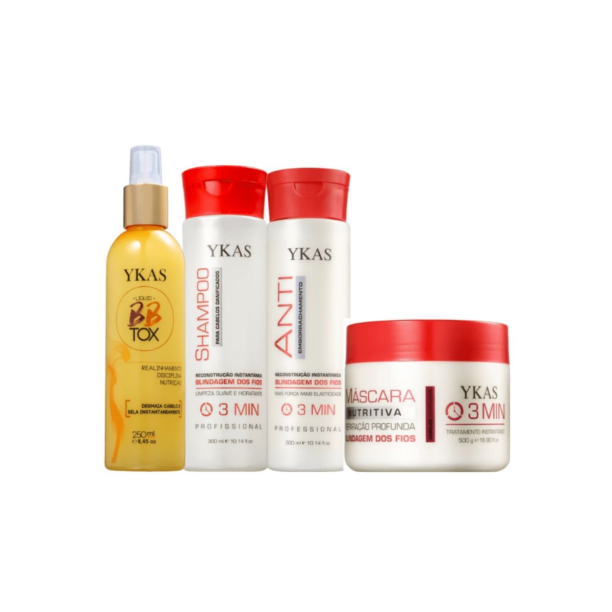 Ykas 3 Minutos Kit Completo + Ykas Botox Líquido Tratamento 250ml