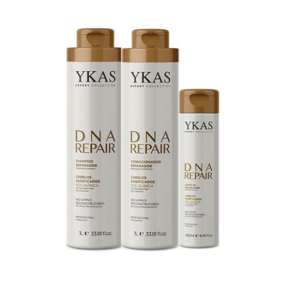 Ykas Dna Repair Shampoo + Condicionador 1L + Leave-in 250ml